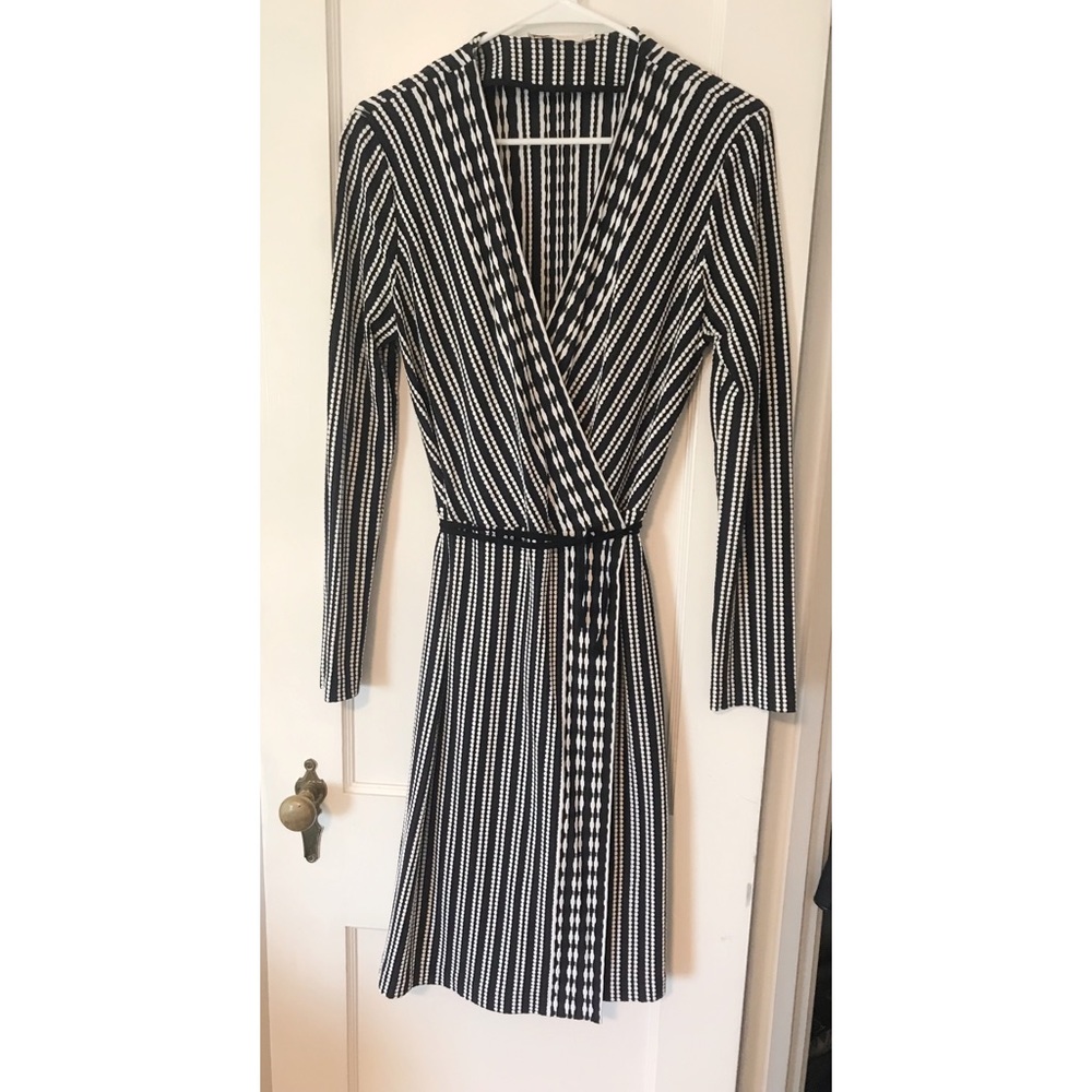 Tory Burch Striped Wrap Dress sz L